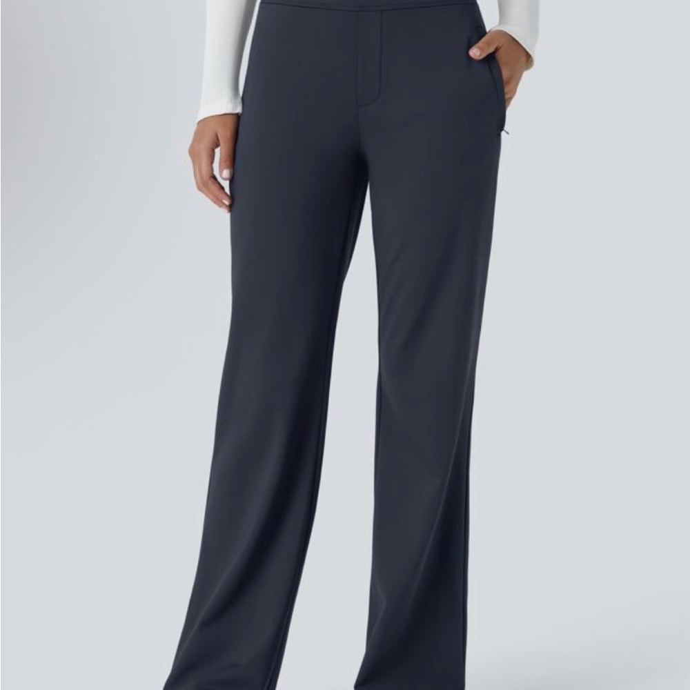HALARA Flex Day Stretch Mid Rise work Flare Women's Navy Blue Pants